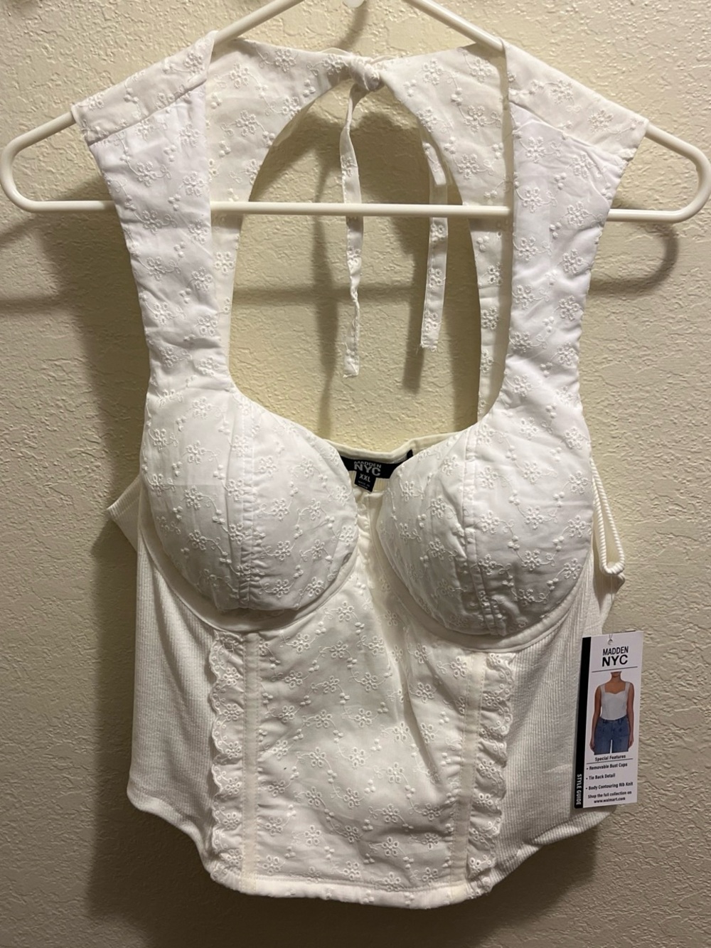 Madden NYC White Eyelet Bustier Top